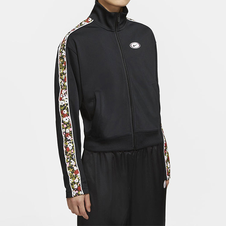 (WMNS) Nike Sportswear Flowers Printing Stand Collar Jacket Black CZ1447-010