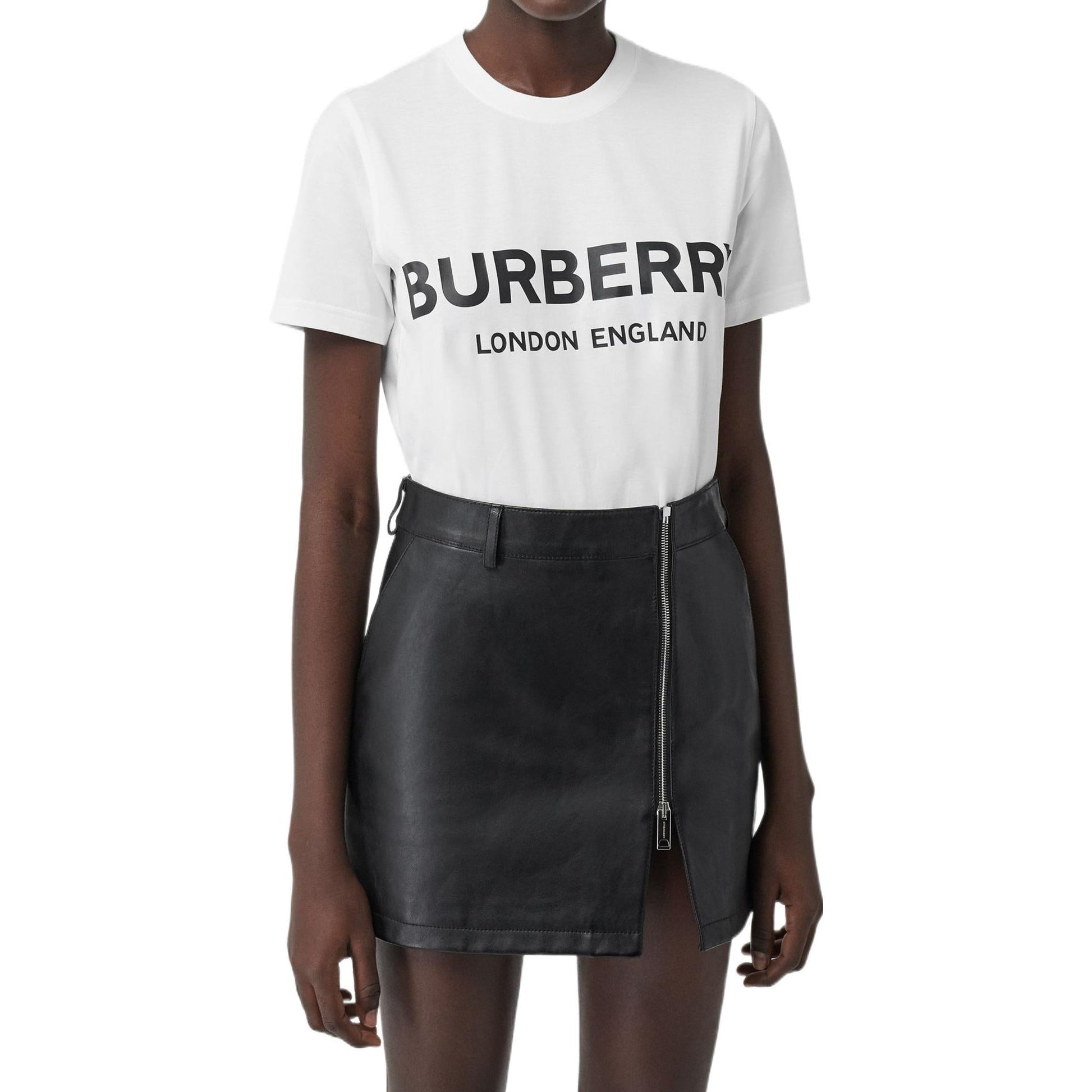 Burberry Cotton Logo Printing Classic Short Sleeve Unisex White 8026017