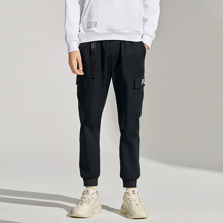 FILA FUSION Woven Lacing Casual Bundle Feet Sports Pants Black T11M113803F-BK