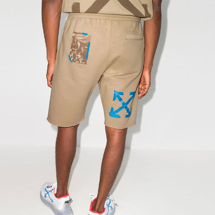 Off-White x Browns 50 Crossover Embroidered Logo Loose Sports Shorts Ordinary Version Khaki OMCI006G20FLE0011740