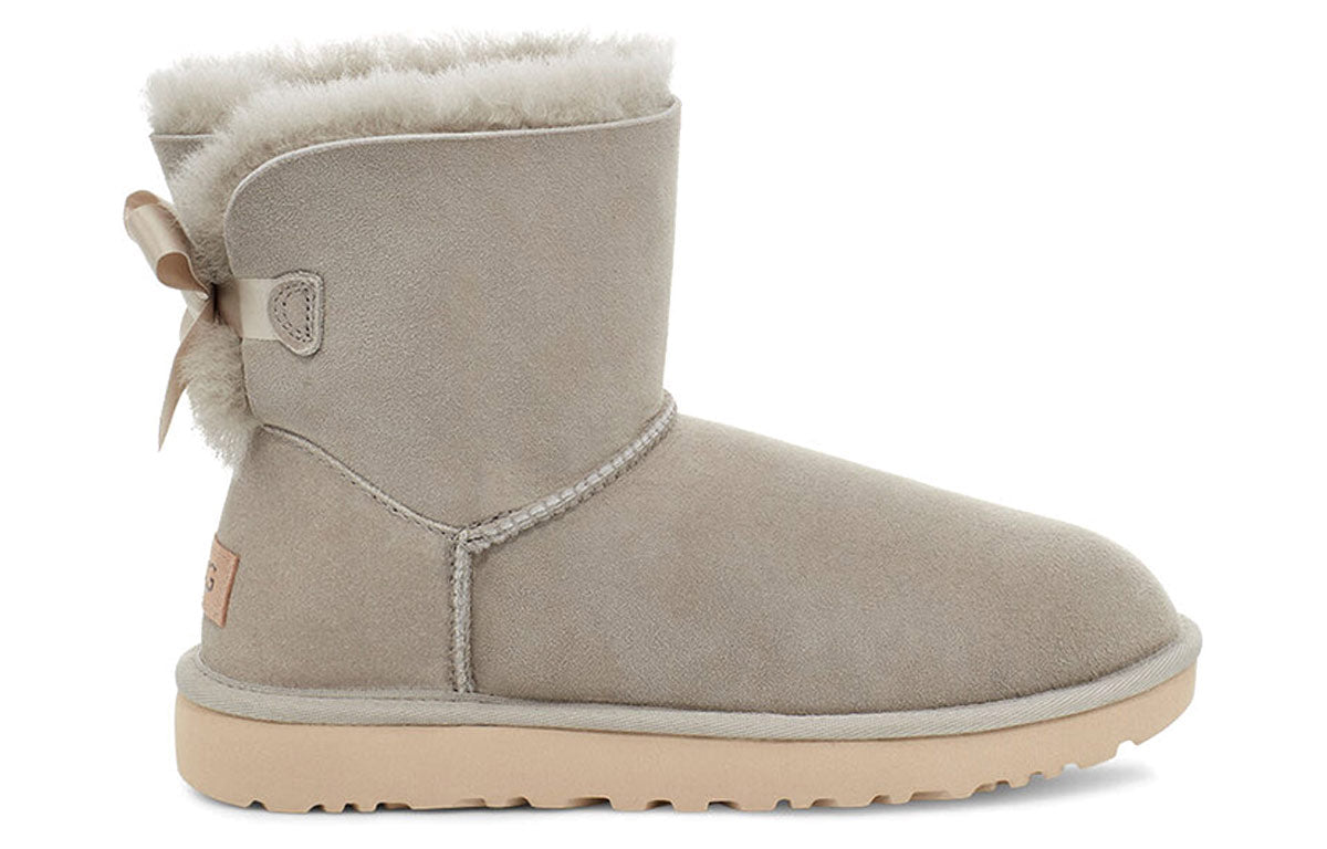 (WMNS) UGG Mini Bailey Bow II Fleece Lined light grey 1016501-GOA