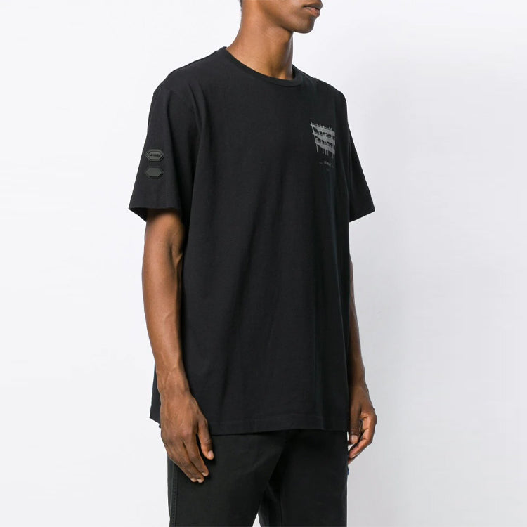 Off-White Logo Printing Short Sleeve Black T-Shirt OMAA038E191850041091
