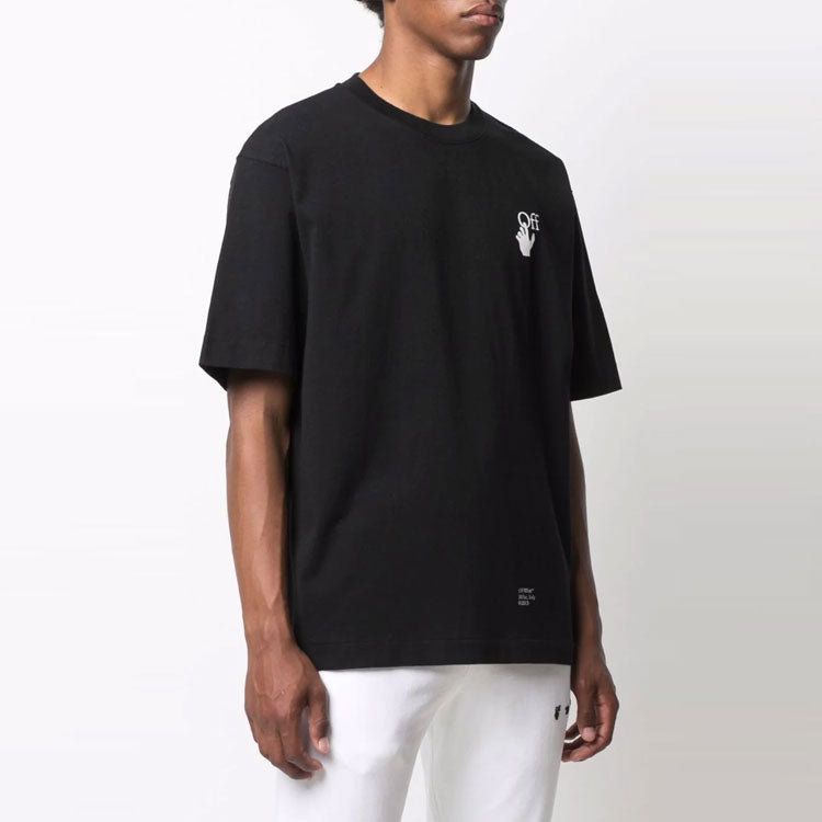 Men's Off-White Illustration Arrow Pattern Printing Short Sleeve Black T-Shirt OMAA120F21JER0071001
