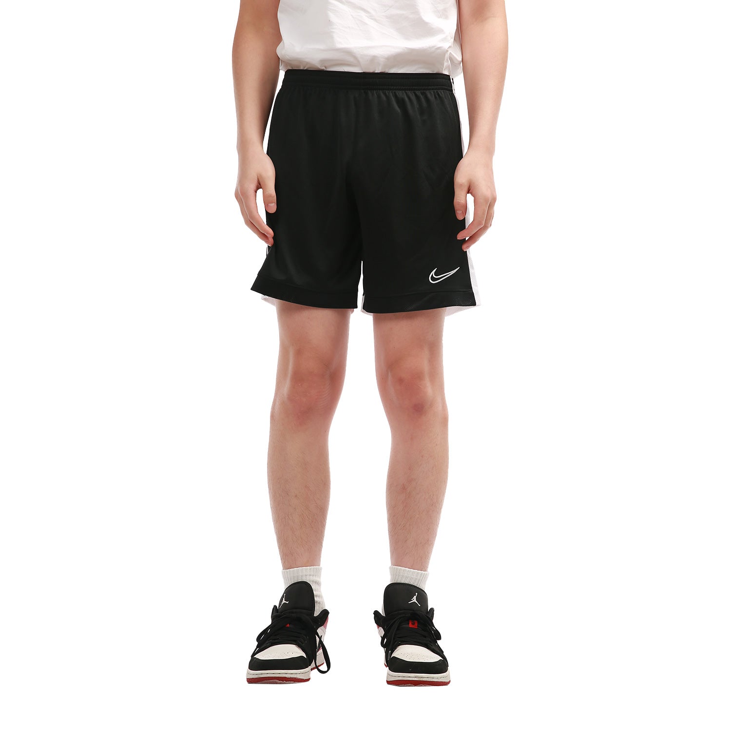 Men's Nike Stripe Logo Printing Elastic Waistband Casual Shorts Black DB8241-010