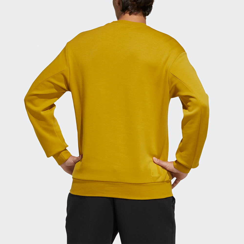 Men's adidas Wj Logo Swt Martial Arts Series Funny Pattern Sports Pullover Round Neck Gold Color H39313