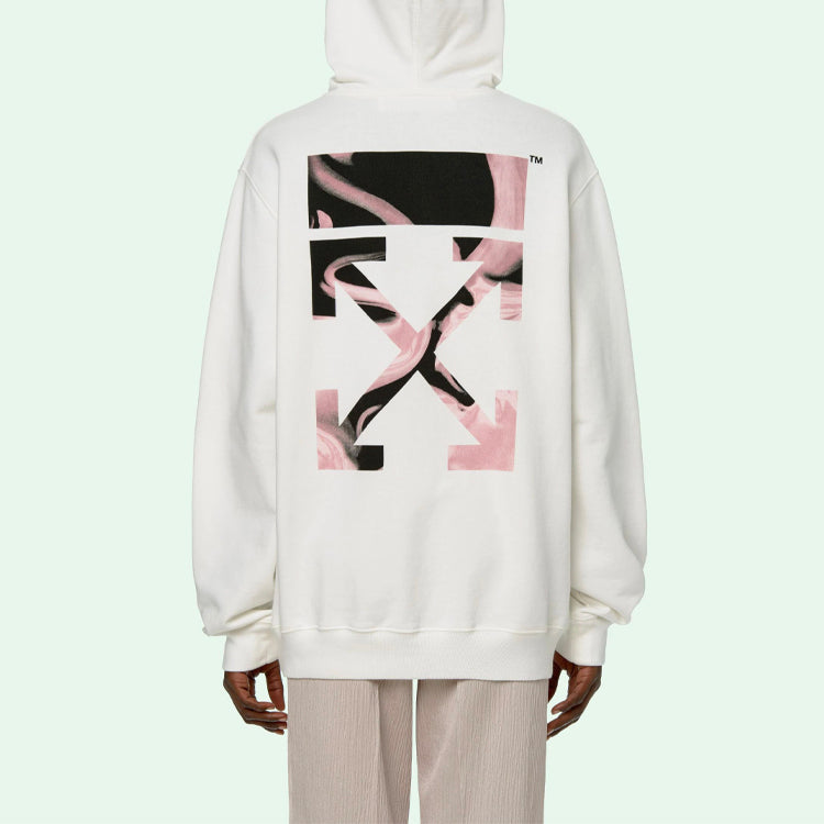 (WMNS) Off-White SS21 Logo Embroidered Arrow Hoodie Loose Fit White OWBB035R21JER0020331