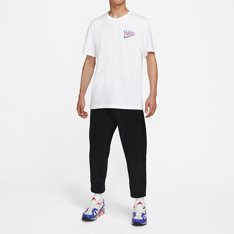 Nike Sportswear Back Logo Alphabet Abstract Pattern Round Neck Short Sleeve White DQ1408-100
