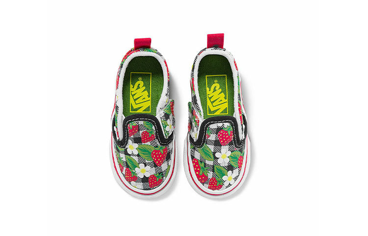 Vans Slip-On Casual Skateboarding Shoes Black White Printing 'Black White Red' VN000UBSARU