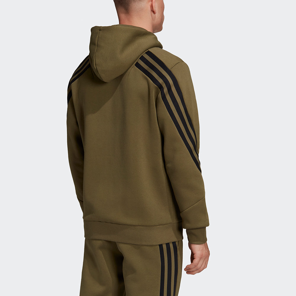Men's adidas Fi Wtr Fz Stripe Sports Hooded Jacket Olive H44177