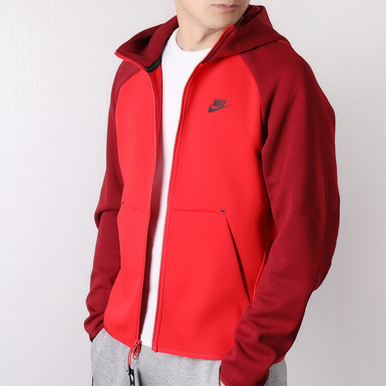 Nike Splicing hooded Colorblock Casual Jacket Red 928484-657