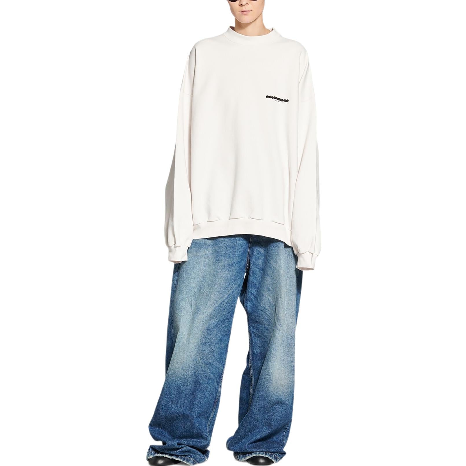 Balenciaga Strike 1917 Crewneck Sweater Oversized 'White' 699242TMVH29800