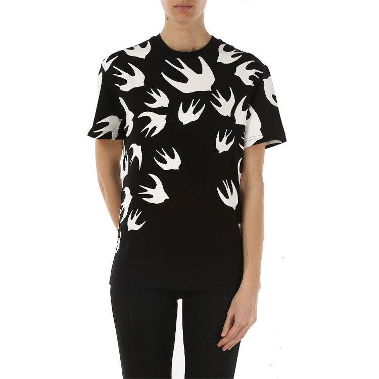 McQ Alexander McQueen Classic Swallow Pattern Short Sleeve Unisex Black 318978-RGH79-1000