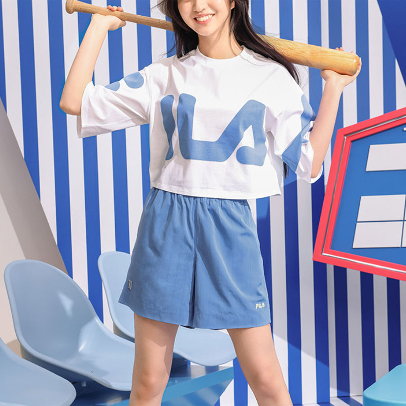 FILA FUSION Large Logo Printing Loose Sports Short Sleeve White T11W132104F-WT