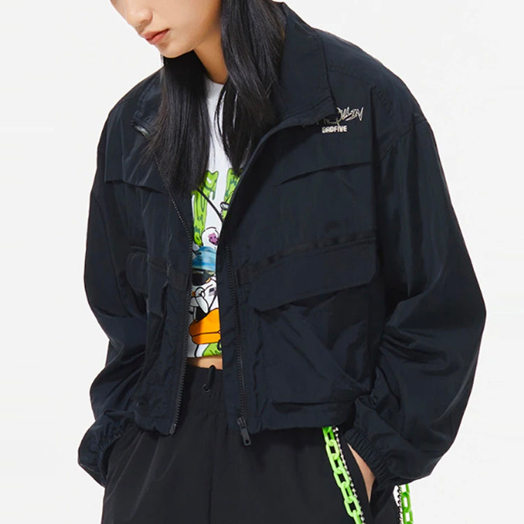 Li-Ning BADFIVE Casual Stand Collar Loose Printing Jacket 'Black' AFDS086-3