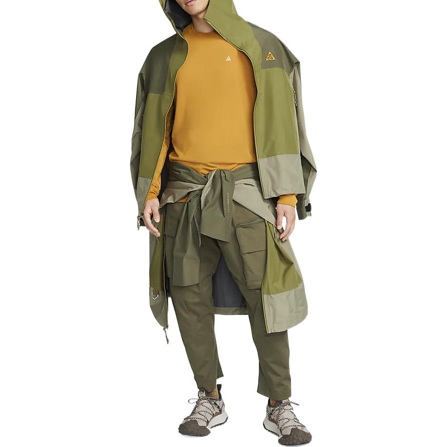 Men's Nike ACG Splicing Long Sleeves Hooded Jacket Autumn Olive Green DR5265-378
