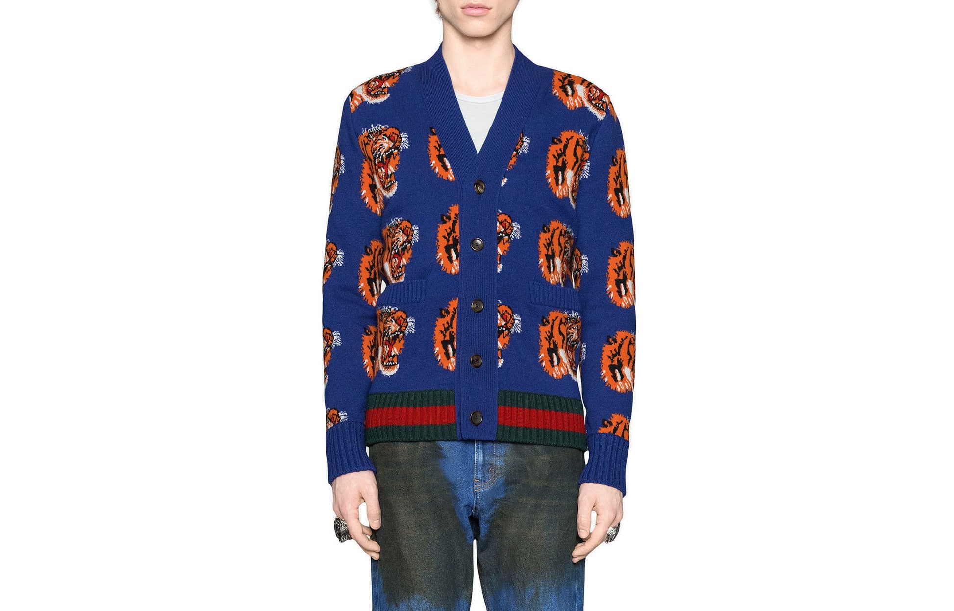Men's Gucci Blue Printing Wool Tops 474601-X1468-4471