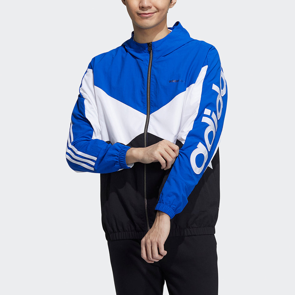 adidas neo M Cs Cb Wb Logo Embroidered Splicing Contrasting Colors Hooded Jacket Blue GP5687