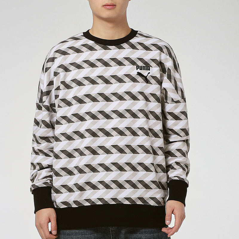 PUMA Kontrast Crew Neck Sweater 'White Black' 531488-01