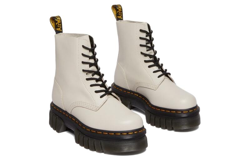(WMNS) Dr. Martens Audrick Nappa Leather Platform Ankle Boots 'Cobblestone Grey' 27149055