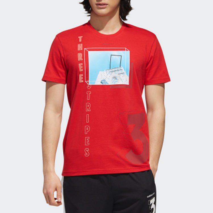 adidas neo M Cs Ris Tee Sports Short Sleeve Red EJ7068