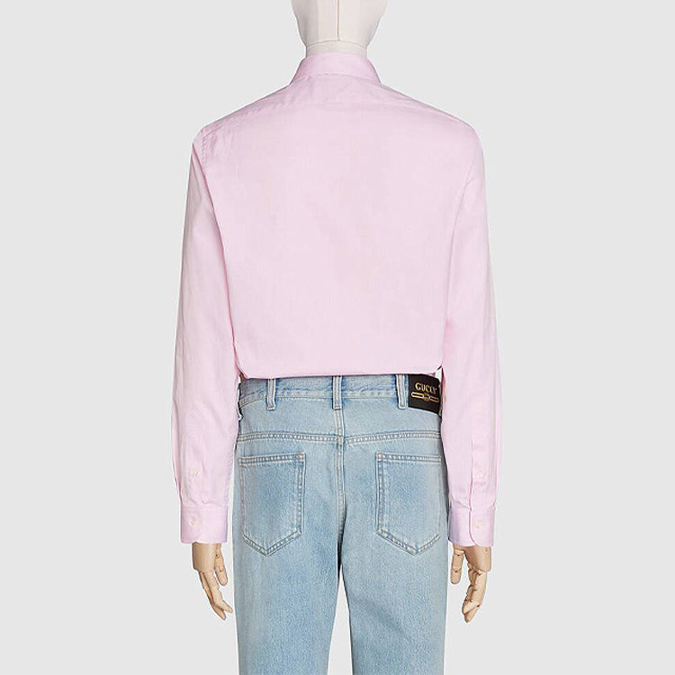 Gucci GG Embroidered Cotton Shirt For Men Pink 630270-ZAE51-5274