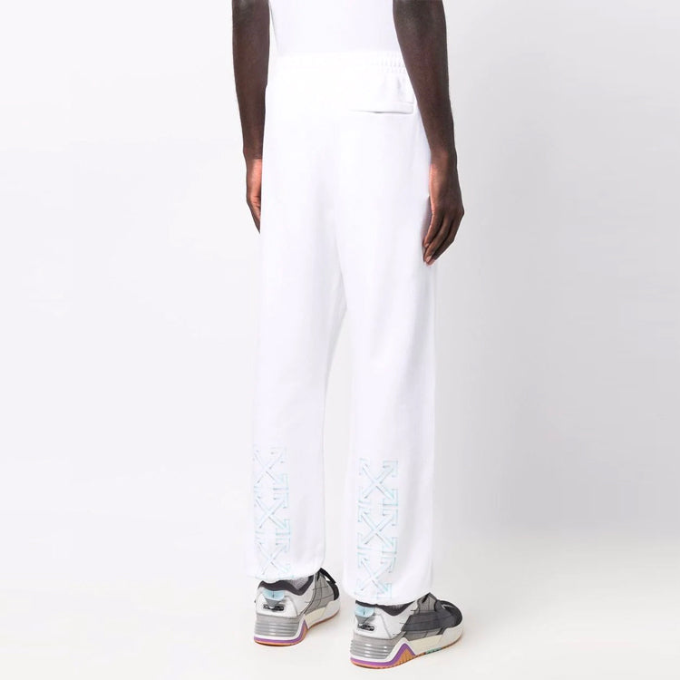 Men's Off-White FW21 Logo Sports Pants/Trousers/Joggers White OMCH029F21FLE0060184
