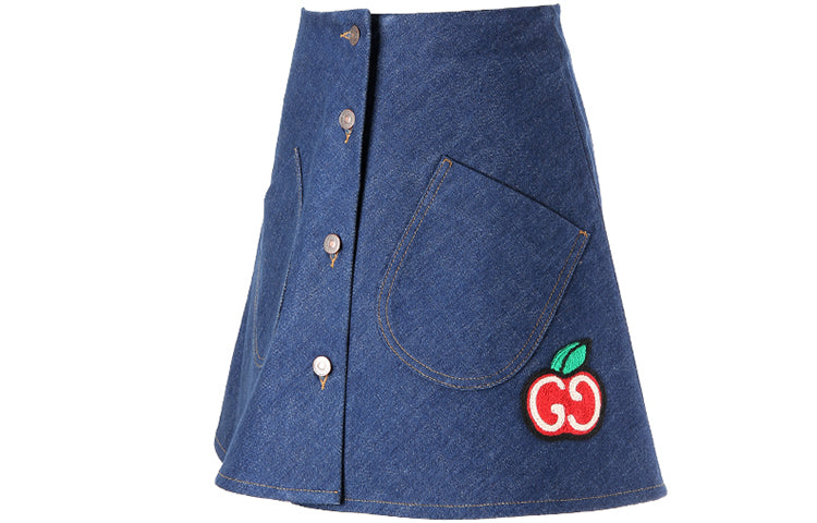 (WMNS) Gucci SS21 Single-Breasted Denim Skirt Blue 617336-XDBEN-4759