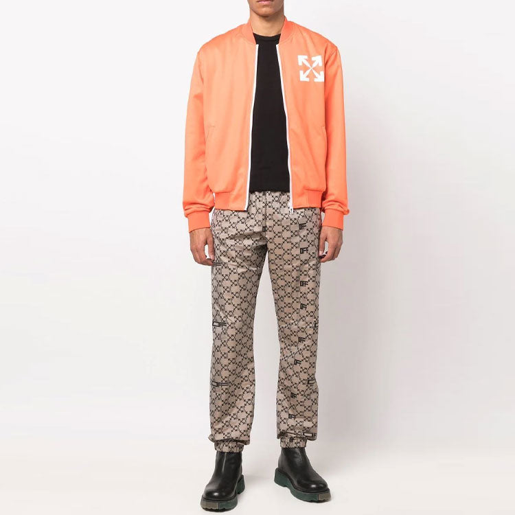 Men's Off-White SS22 Full Print Pattern Alphabet Sports Pants/Trousers/Joggers Beige OMCJ016S22FAB0016210
