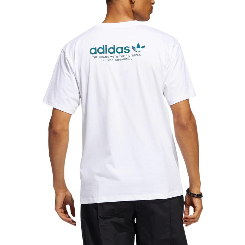 adidas originals Back Brand Logo Printing Casual Sports Short Sleeve Couple Style White HC0168