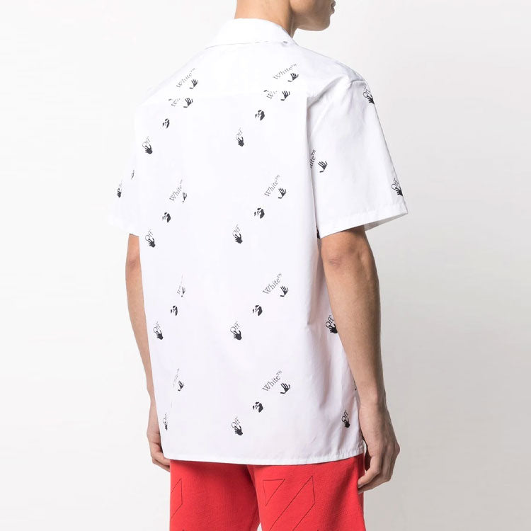 Off-White SS21 Logo Printing Short Sleeve Shirt Loose Fit White OMGA163R21FAB0010110