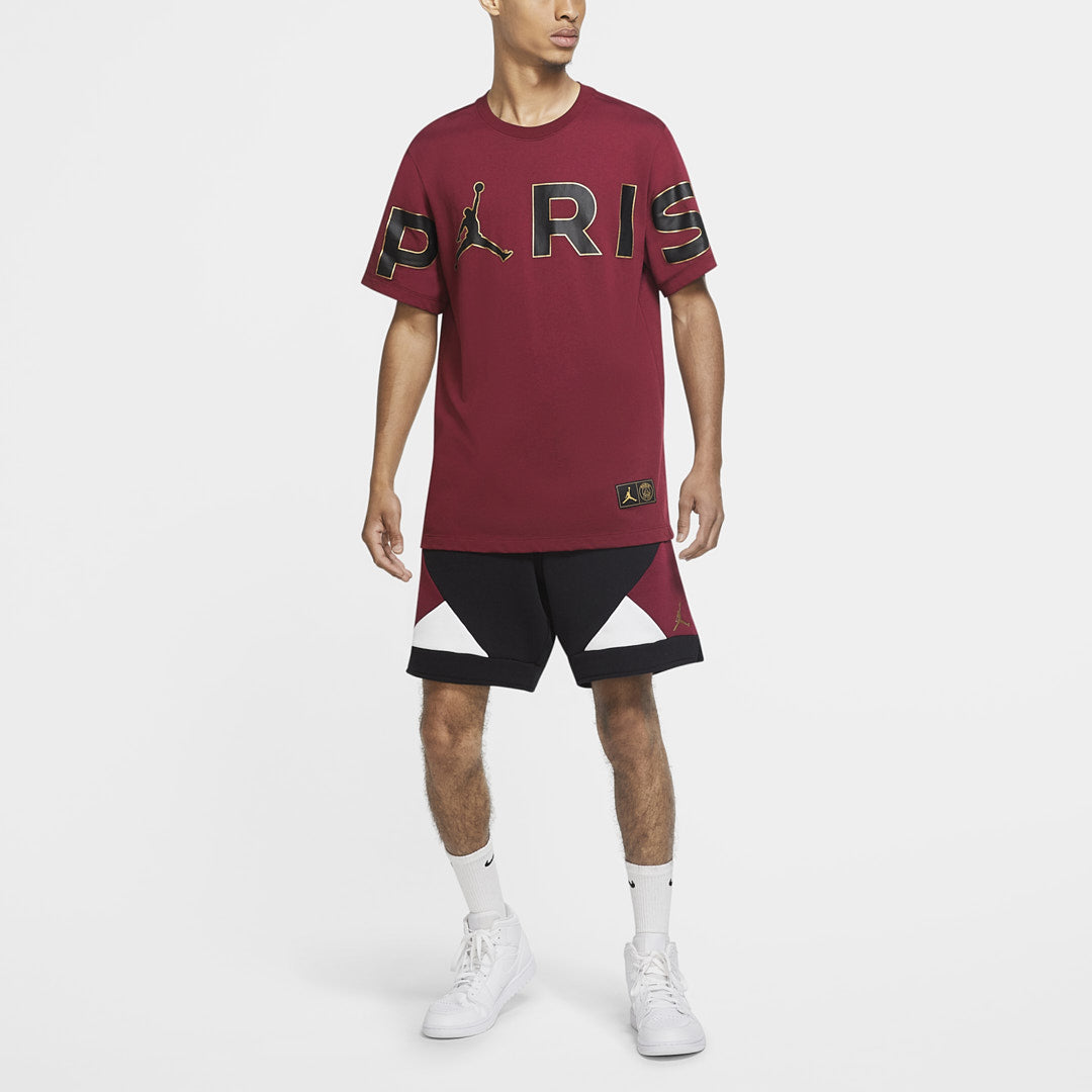Air Jordan Wordmark Paris Saint-Germain Sports Round Neck Alphabet Short Sleeve Red CK9786-610