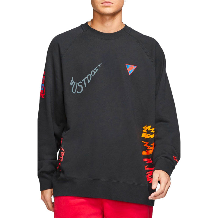 Men's Nike Graffiti Printing Round Neck Black CJ5055-010