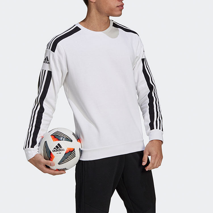 Men's adidas Stripe Logo Printing Long Sleeves Pullover White GT6641