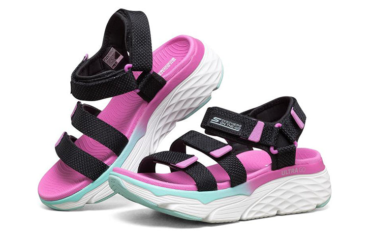 (WMNS) Skechers Max Cushioning Casual Sandals Black/Purple 140120-BKMT