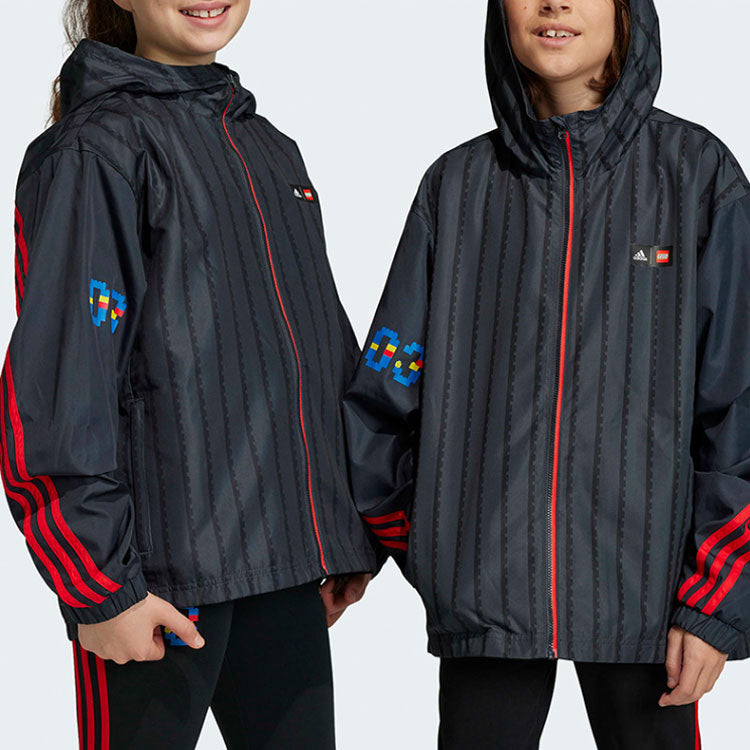 (GS) adidas Logo Jackets 'Black Blue Red' HB4469