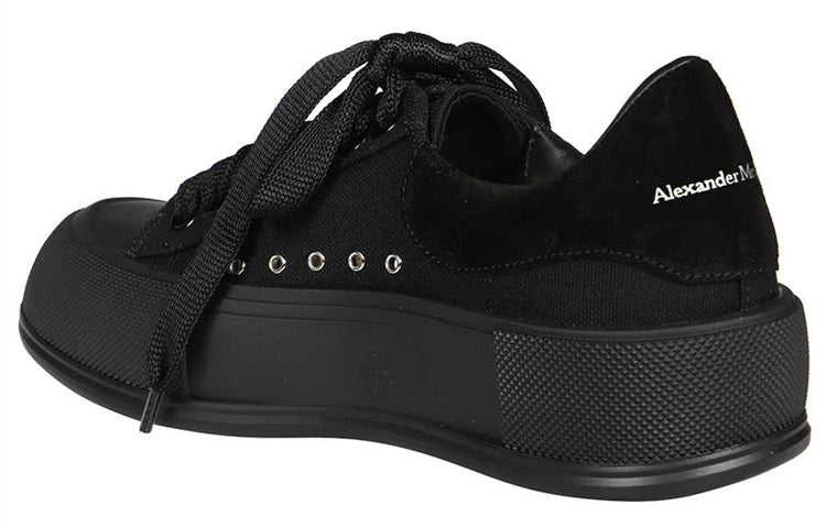 (WMNS) Alexander McQueen Deck Skate Plimsoll Lace Up 'Black' 654593W4MV71000