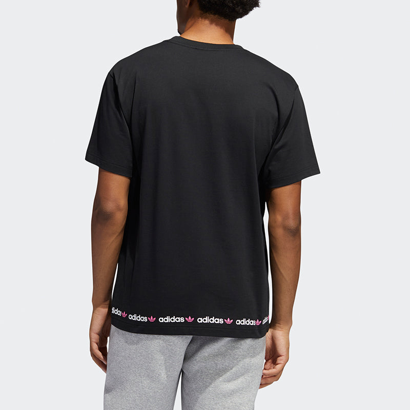 adidas originals Linear Repeat Logo Sports Round Neck Short Sleeve Black GN7126
