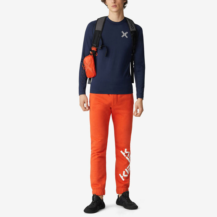 Men's KENZO SS21 Little X Round Neck Pullover Long Sleeves Blue FB55TS0244JS-77