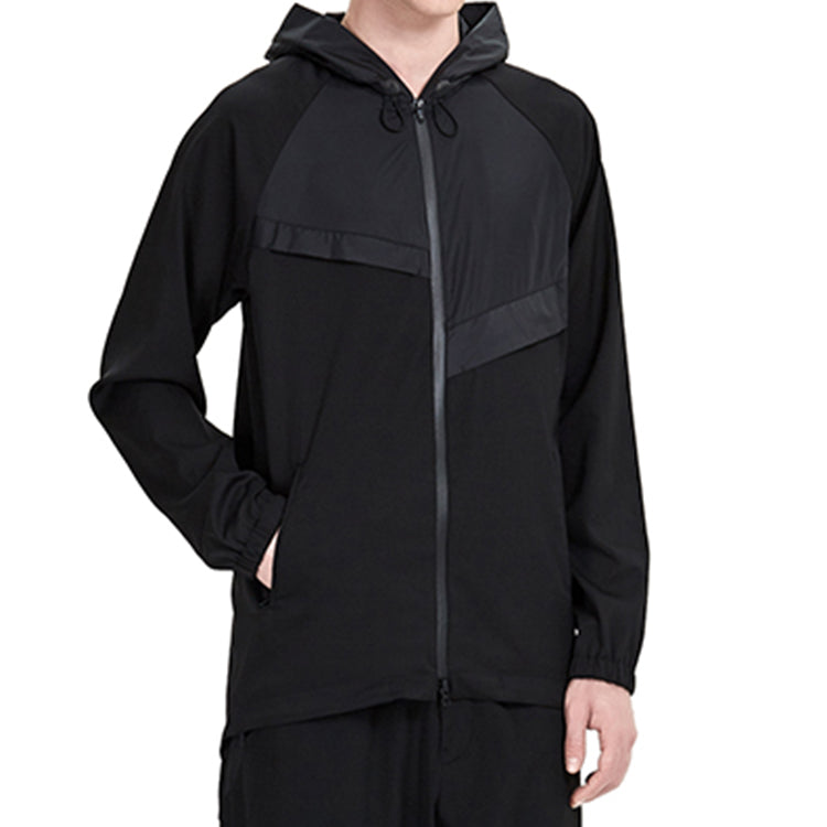 Men's Y-3 Wool Sateen Track Top hooded raglan sleeve Long Sleeves Sports Jacket Black FJ0452
