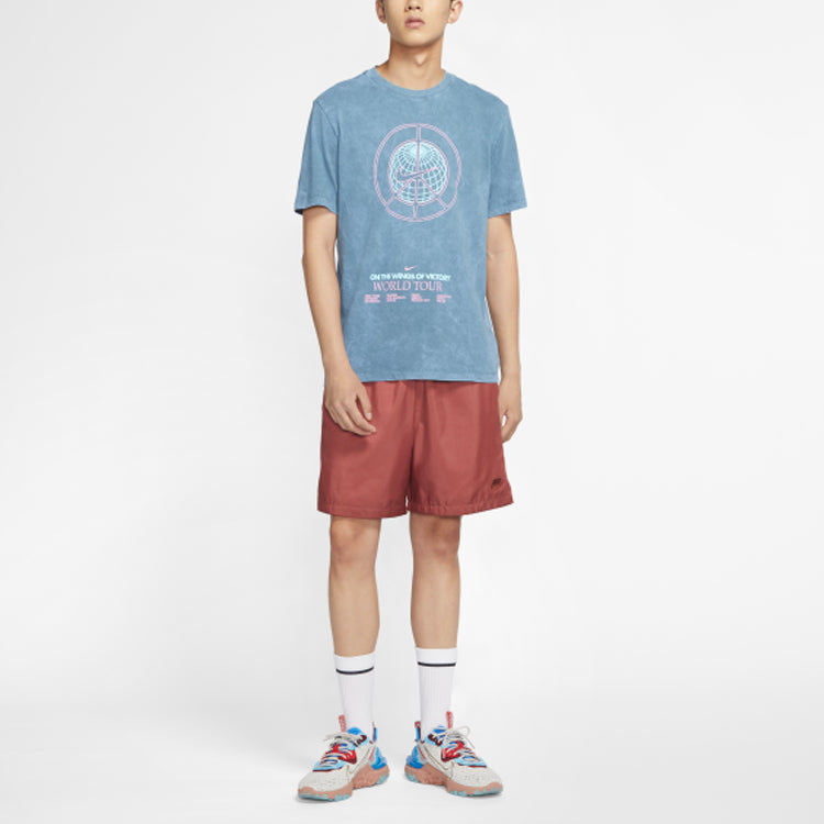 Nike Sportswear World Tour Casual Sports Round Neck Pullover Short Sleeve Gray Green Graygreen CW0407-058