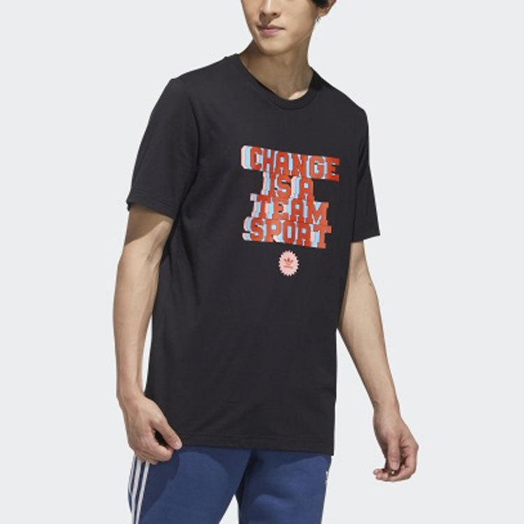 adidas originals Cts Slogan Tee Sports Short Sleeve Black GP4298