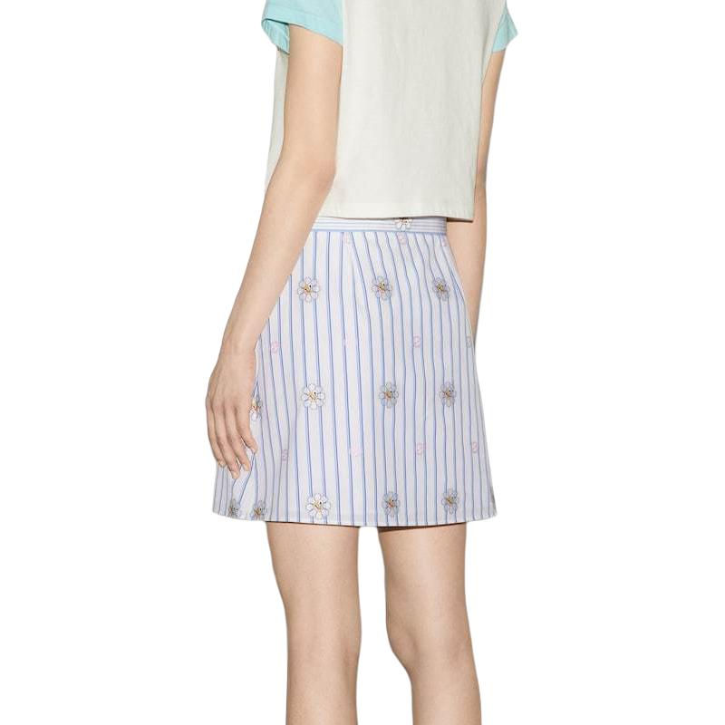 (WMNS) Gucci Interlocking G And Flower Print Skirt 'White Light Blue' 781768-ZAQFC-9241