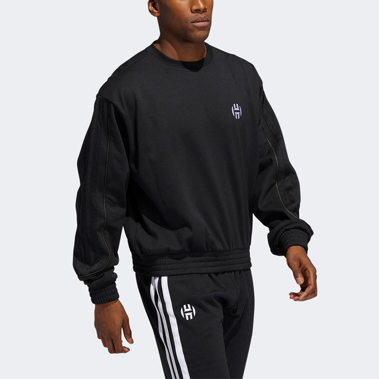 adidas Hrd Fleece Crew Basketball Sports Pattern Round Neck Pullover Black GI6673