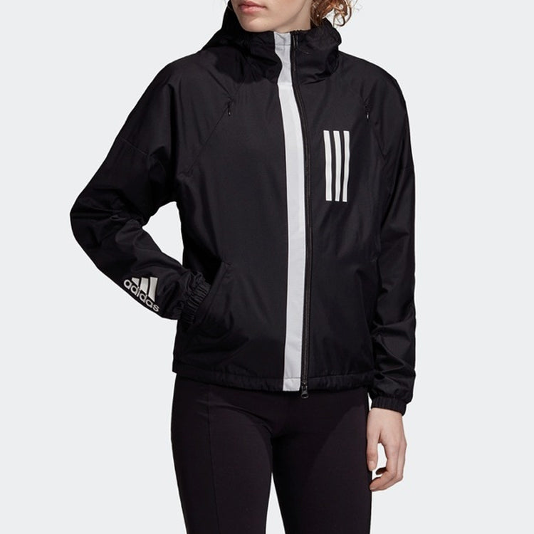 (WMNS) adidas hooded track Jacket Black DZ0034