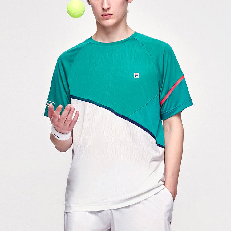 FILA Contrasting Colors Sports Tennis Short Sleeve Green A11M123101F-GN