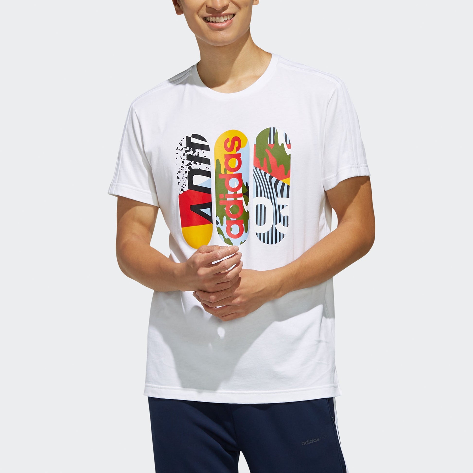 adidas neo M Cs Skt Tee 1 Skateborad Printing Knit Sports Male White FK9917