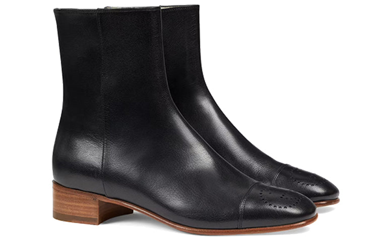 (WMNS) Gucci Goatskin Hills Logo Ankle Boots 'Black' 658949-D3V00-1000