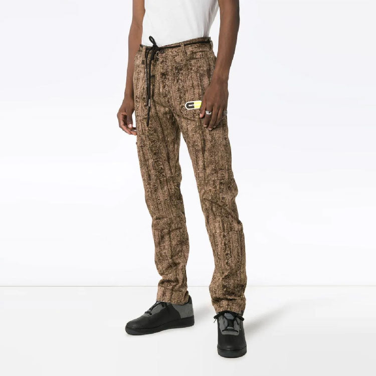 Men's Off-White Logo Label Camouflage Sports Pants/Trousers/Joggers Slim Fit Beige OMCF005S19D050189900