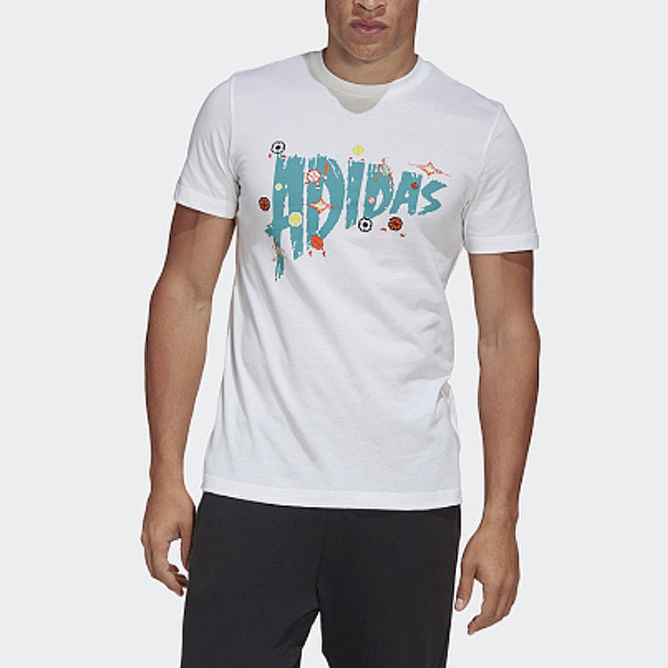 adidas 8-Bit Lineage Tee 'White Aqua'' FR5535