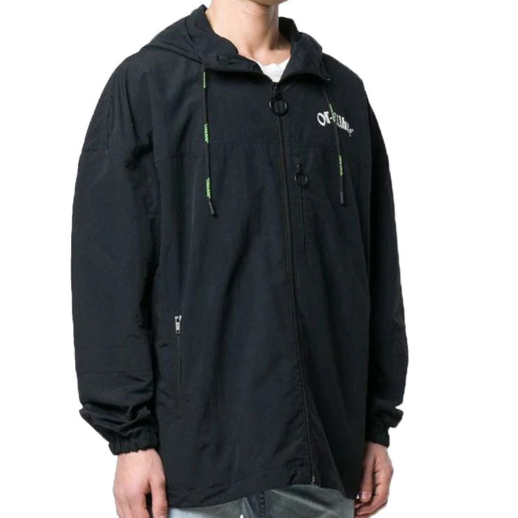 Off-White Impressionism Windbreaker Hooded Coat Men Black OMEA169R19C010261001
